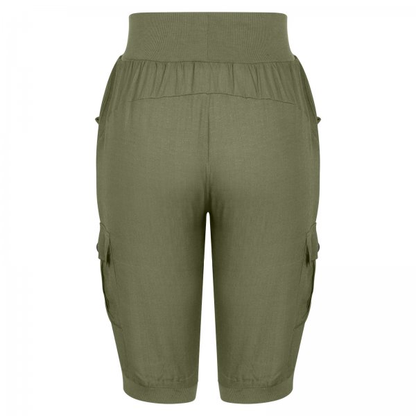 Women's Cropped Pants Cotton Linen Cargo Pocket Casual Pants
